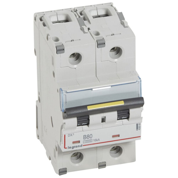 Disjoncteur dx³ 10000-vis/vis-2p-230/400v~-80a-16ka-courbe b-protect départ - Legrand - 408966