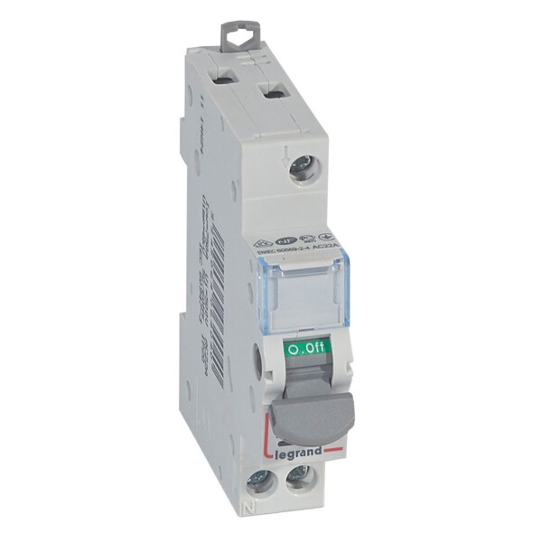 Interrupteur sectionneur de tête DX-IS - vis/vis - à voyant - 1P - 250 V~ - 20 A - 1 M - Legrand - 406404