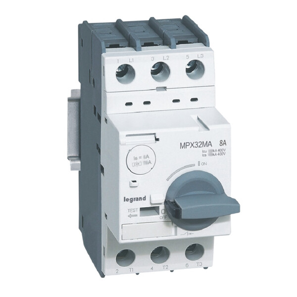 Disjoncteur moteur magnétique seul mpx³ 32ma - 8 a - 100 ka - Legrand - 417349