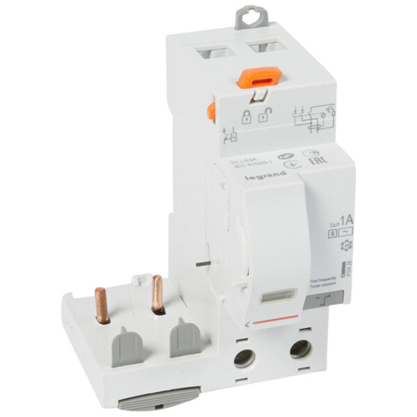 Bloc différentiel adaptable à vis Legrand pour DX³ 1 module par pôle - 2P 230V~ - 63A - type AC 1000mA sélectif - Legrand - 410426