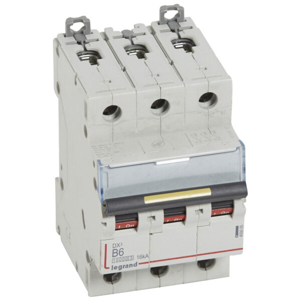 Disjoncteur dx³ 10000-vis/vis-3p-400v~-6a-16ka-courbe b-protect départ - Legrand - 409005