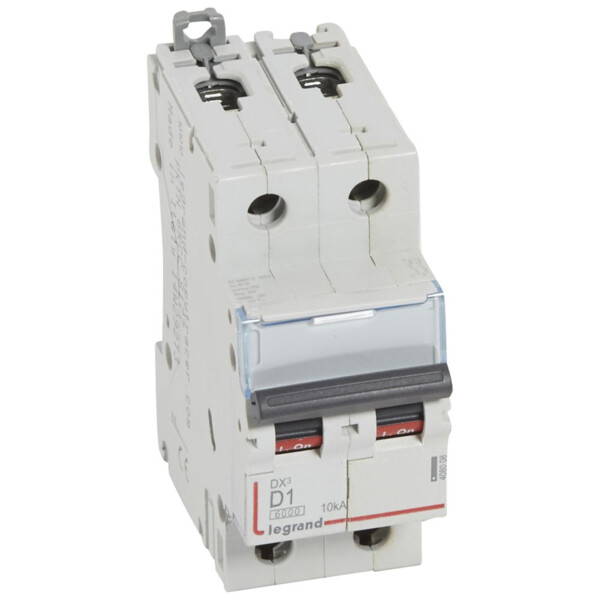 Disjoncteur dx³ 6000 -vis/vis- 2p-230/400v~ -1a-10ka - courbe d - protect départ mono - Legrand - 408008