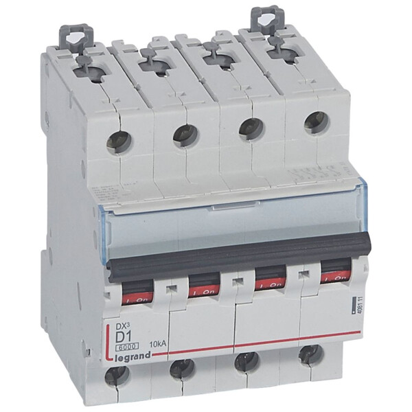 Disjoncteur dx³ 6000-vis/vis-4p-400v~-1a-10ka-courbe d-départ tri-peigne hx³ trad 4p - Legrand - 408111