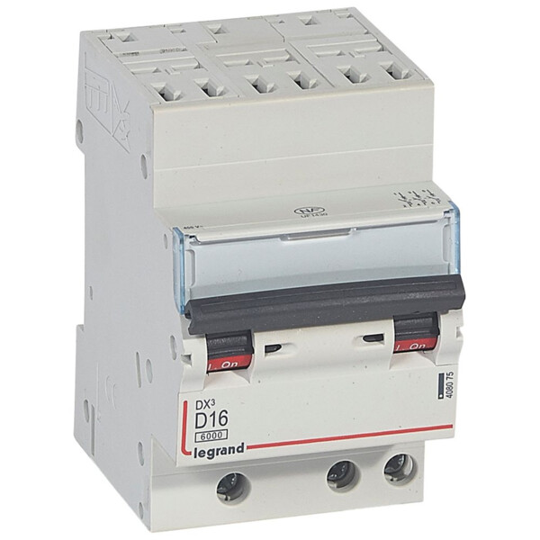 Disjoncteur dx³ 6000-auto/vis-3p-400v -16a-10ka-courbe d-départ tri-peigne hx³ opti 4p - Legrand - 408075