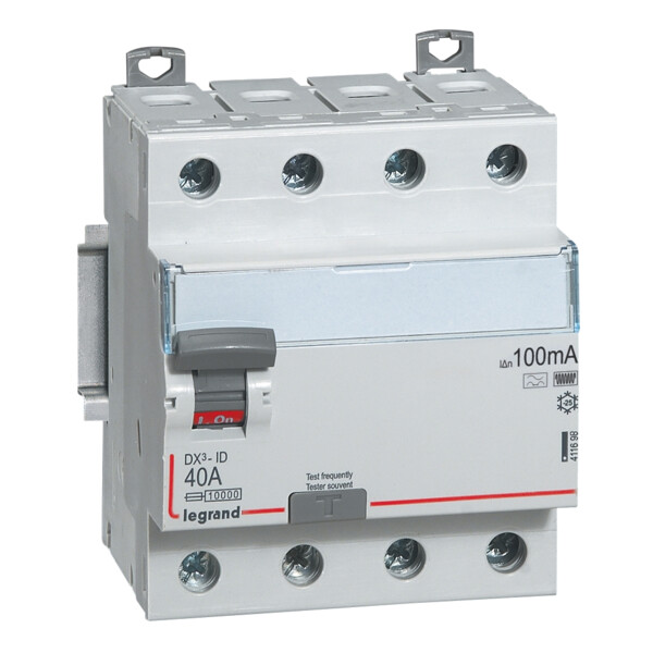 Interrupteur différentiel DX3 4p neutre gauche 40a 100ma type f - Legrand - 411698