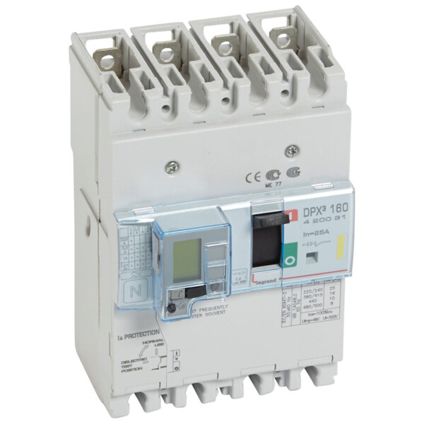 Disjoncteur de puissance dpx³ 160 - magnéto-thermique différentiel - 16 kA - 4P - 25 A - Legrand - 420031