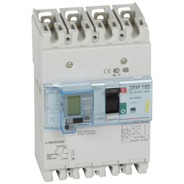 Disjoncteur de puissance dpx³ 160 - magnéto-thermique différentiel - 16 kA - 4P - 63 A - Legrand - 420033