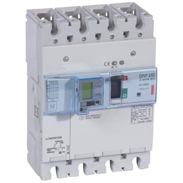 Disjoncteur de puissance dpx³ 250 - électronique différentiel - 36 kA - 4P - 160 A - Legrand - 420357