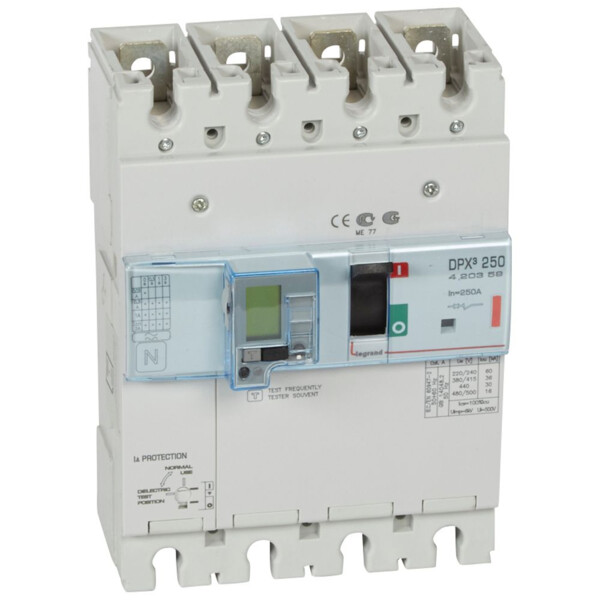 Disjoncteur de puissance dpx³ 250 - électronique différentiel - 36 kA - 4P - 250 A - Legrand - 420359