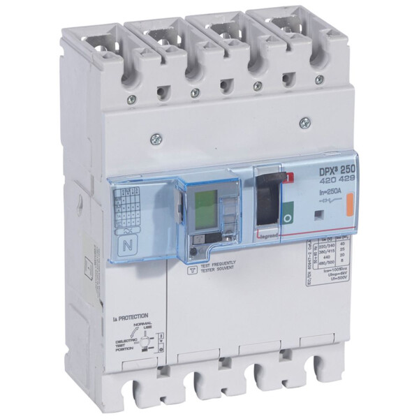 Disjoncteur de puissance dpx³ 250 - électro diff à unité de mesure - 25 ka - 4p - 250 a - Legrand - 420429