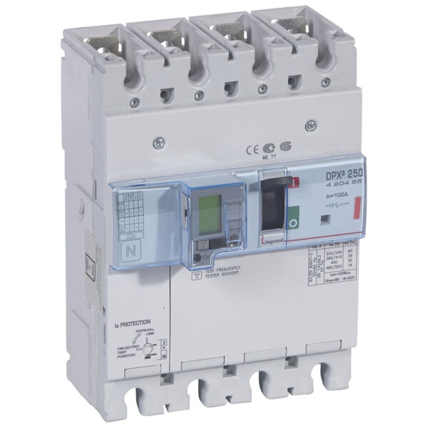 Disjoncteur de puissance dpx³ 250 - électro diff à unité de mesure - 36 ka - 4p - 100 a - Legrand - 420455