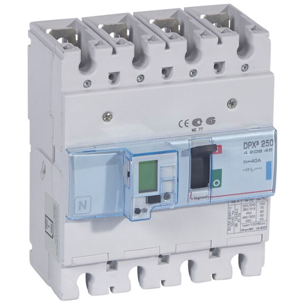 Disjoncteur de puissance dpx³ 250 - électronique - 70 kA - 4P - 40 A - Legrand - 420645