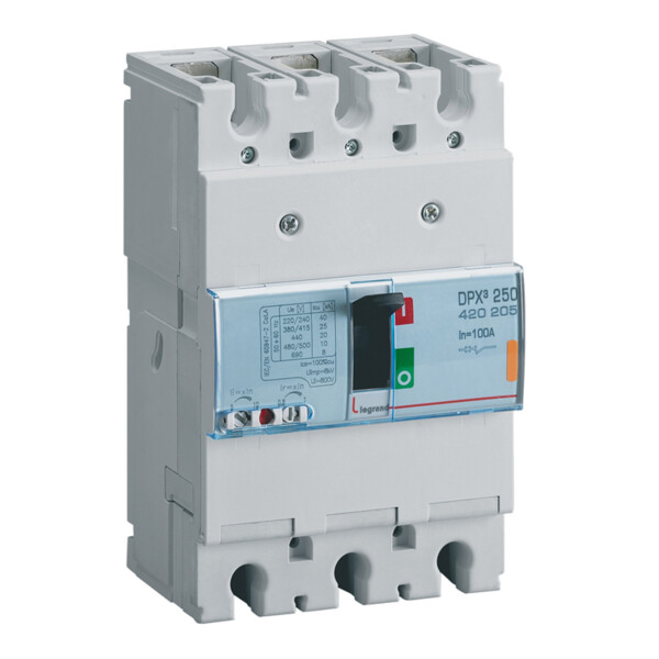 Disjoncteur de puissance dpx³ 250 - magnéto-thermique - 25 ka - 3p - 100 a - Legrand - 420205