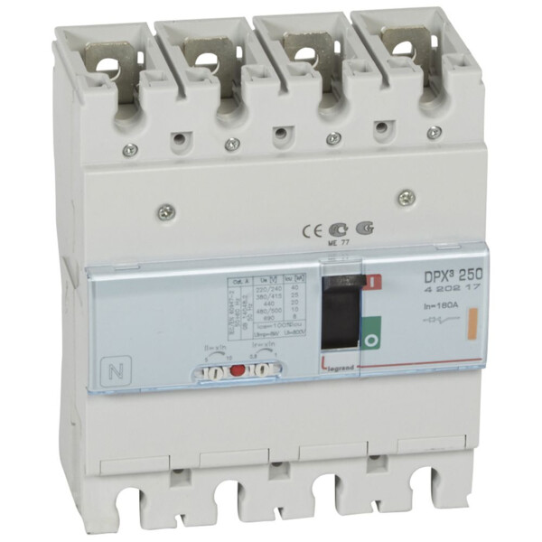 Disjoncteur de puissance dpx³ 250 - magnéto-thermique - 25 ka - 4p - 160 a - Legrand - 420217