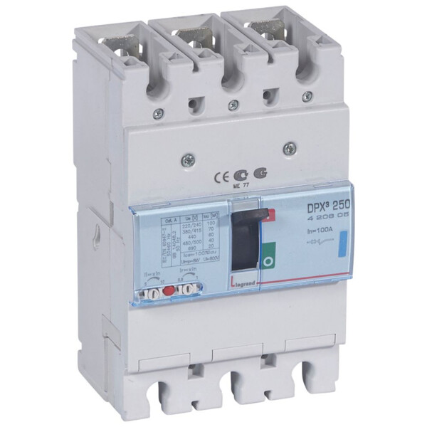 Disjoncteur de puissance dpx³ 250 - magnéto-thermique - 70 ka - 3p - 100 a - Legrand - 420605