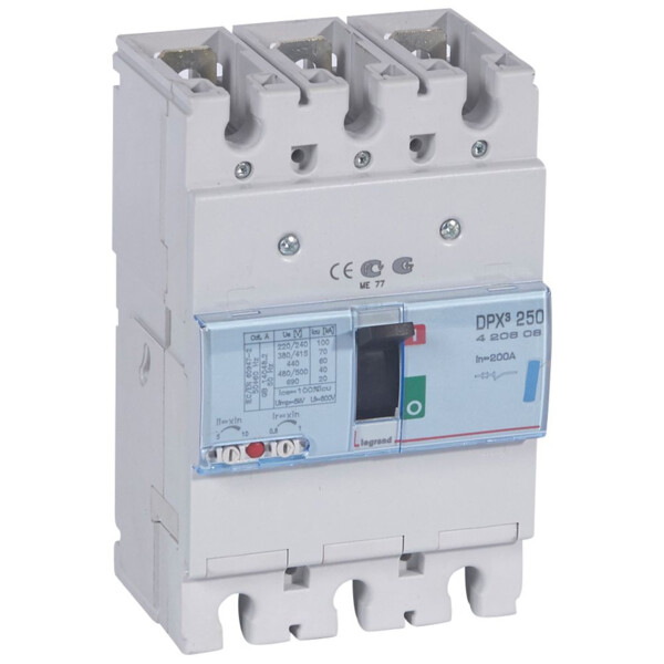 Disjoncteur de puissance dpx³ 250 - magnéto-thermique - 70 kA - 3P - 200 A - Legrand - 420608