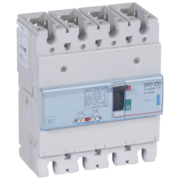 Disjoncteur de puissance dpx³ 250 - magnéto-thermique - 70 ka - 4p - 100 a - Legrand - 420615