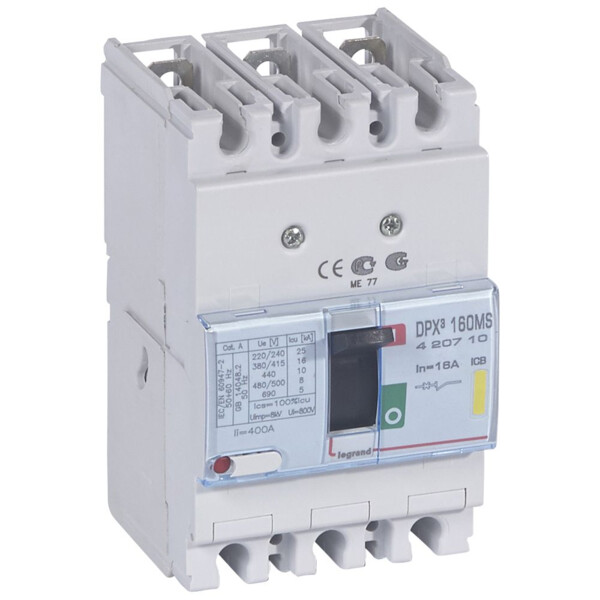 Disjoncteur de puissance dpx³ 160 - magnétique seul - 16 ka - 3p - 16 a - Legrand - 420710
