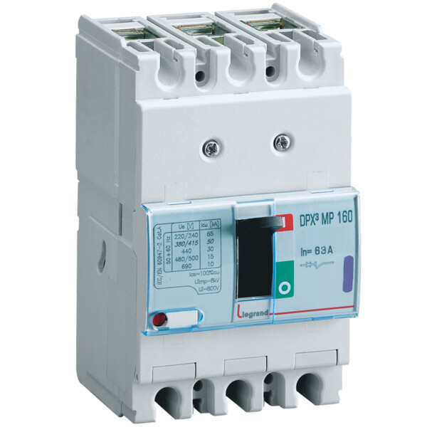 Disjoncteur de puissance dpx³ 160 - magnétique seul - 16 ka - 3p - 63 a - Legrand - 420713
