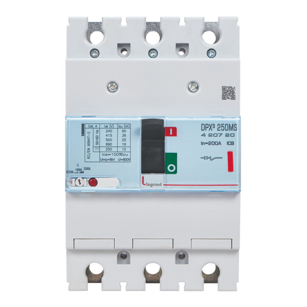 Disjoncteur de puissance dpx³ 250 - magnétique seul - 36 ka - 4p - 200 a - Legrand - 420720