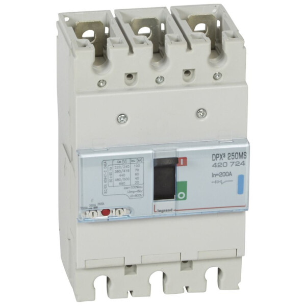 Disjoncteur de puissance dpx³ 250 - magnétique seul - 70 ka - 4p - 200 a - Legrand - 420724