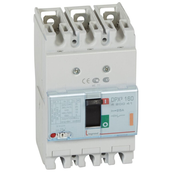 Disjoncteur de puissance dpx³ 160 - magnéto-thermique - 25 ka - 3p - 25 a - Legrand - 420041