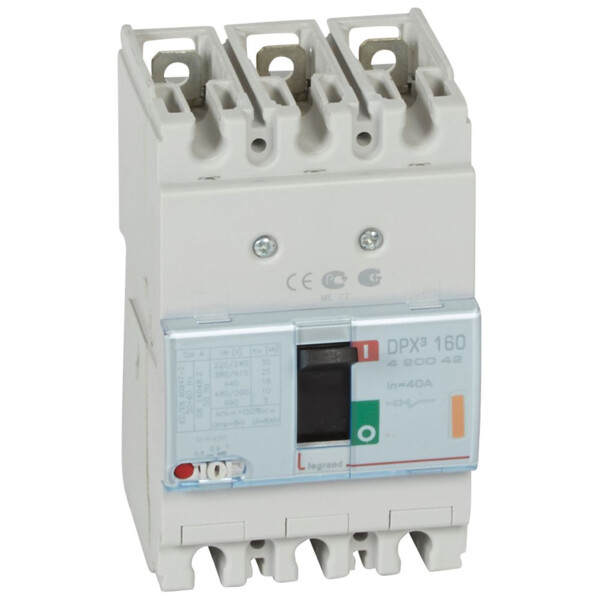 Disjoncteur de puissance dpx³ 160 - magnéto-thermique - 25 ka - 3p - 40 a - Legrand - 420042