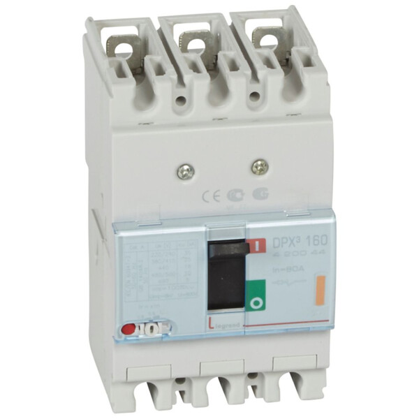 Disjoncteur de puissance dpx³ 160 - magnéto-thermique - 25 ka - 3p - 80 a - Legrand - 420044