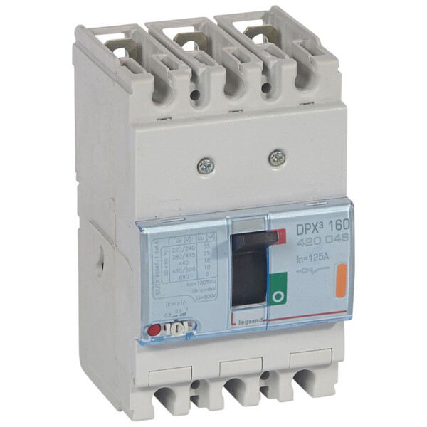Disjoncteur de puissance dpx³ 160 - magnéto-thermique - 25 ka - 3p - 125 a - Legrand - 420046