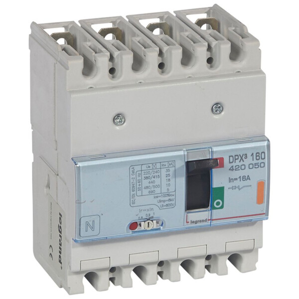 Disjoncteur de puissance dpx³ 160 - magnéto-thermique - 25 ka - 4p - 16 a - Legrand - 420050