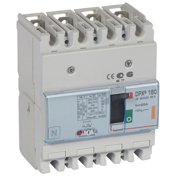 Disjoncteur de puissance dpx³ 160 - magnéto-thermique - 25 ka - 4p - 25 a - Legrand - 420051