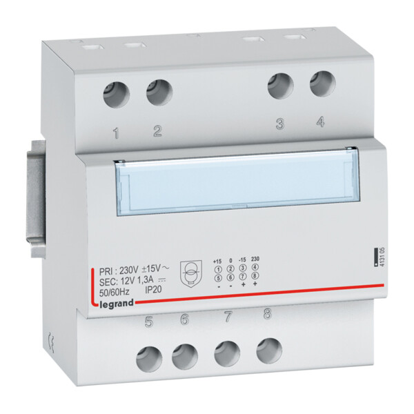 Alimentation monophasée redressée filtrée - 12 V= - 15 W - 1,3 A - Legrand - 413105