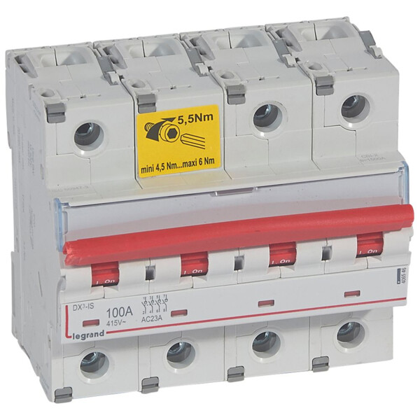 Interrupteur sectionneur de tête DX-IS -vis/vis- à déclenchement- 4P -400 V~- 100A -6 M - Legrand - 406546