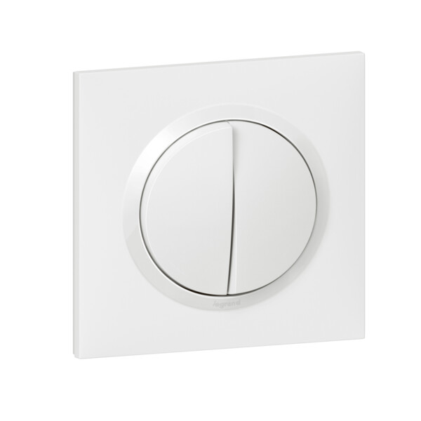 Interrupteur, va-et-vient ou poussoir blanc Legrand Dooxie transformeur 5 fonctions avec plaque - Legrand - 600731