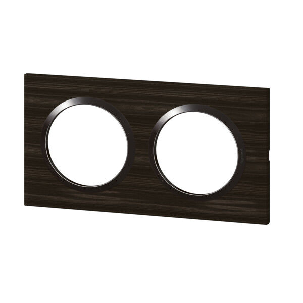 Plaque carrée effet bois ébène Legrand Dooxie 2 postes - Legrand - 600882