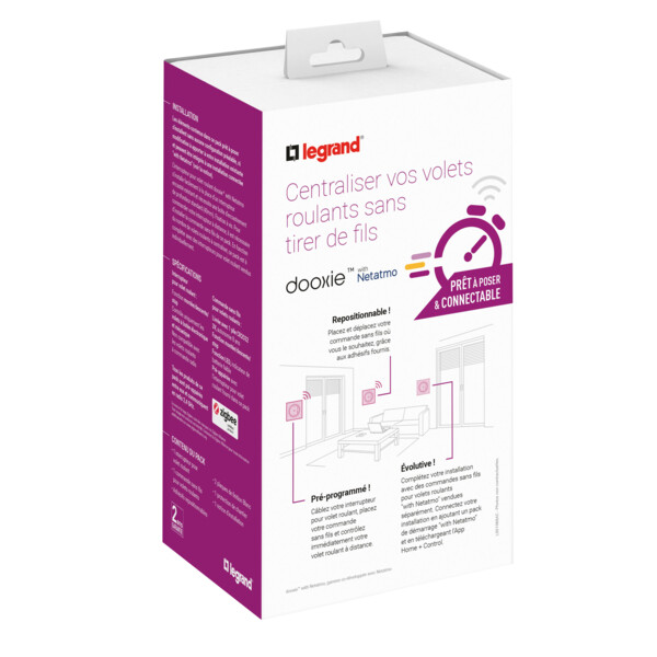 Prêt-à-poser Dooxie volet roulant 1 cde sans fil + inter blanc Netatmo - Legrand - 600696