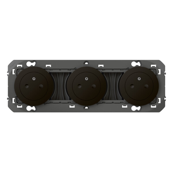 Triple prise de courant 2P+T noir mat Legrand Dooxie surface précâblées 16A - Legrand - 600533