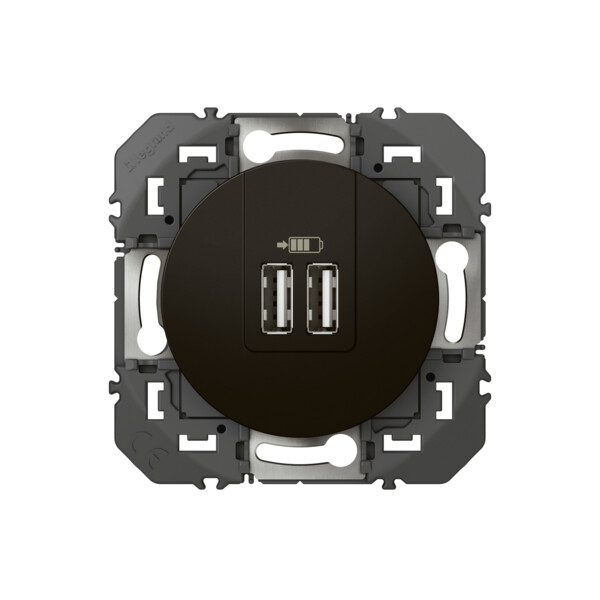 Double prise USB noir mat Legrand Dooxie typeA 3A - Legrand - 600543