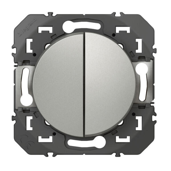 Double interrupteur ou va-et-vient aluminium Legrand Dooxie 10AX 250V - Legrand - 600102