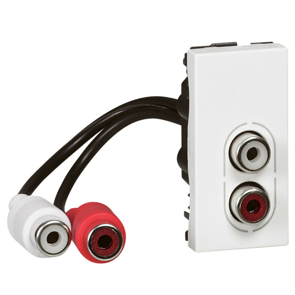 Prise audio Legrand Mosaic - 2 RCA préconnectorisée - 1 mod - blanc - Legrand - 078747