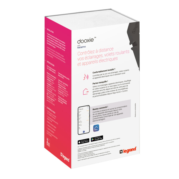Pack de démarrage Dooxie connecté With Netatmo sans plaque, effet aluminium - Legrand - 600770A