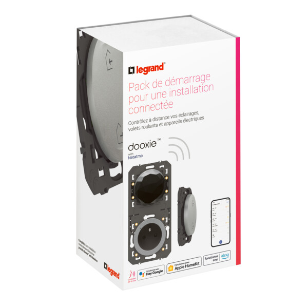 Pack de démarrage Dooxie connecté With Netatmo sans plaque, effet aluminium - Legrand - 600770A