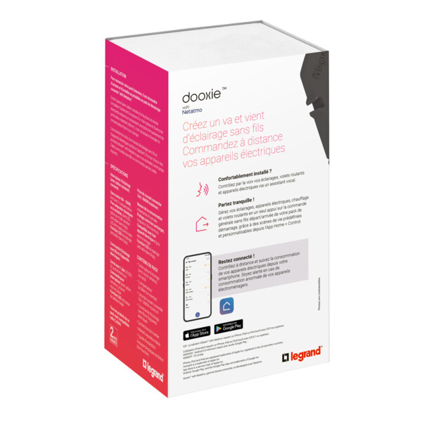 Pack Extension Connecté Dooxie With Netatmo - Interrupteur, Prise et Commande Alu - Legrand - 600790A