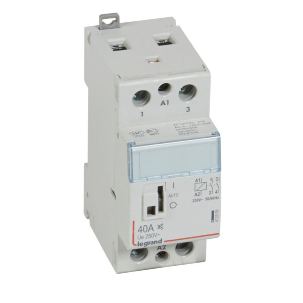 Contacteur de puissance silencieux bobine 230 V~ - 2P - 250 V~/40 A - 2F - Legrand - 412559