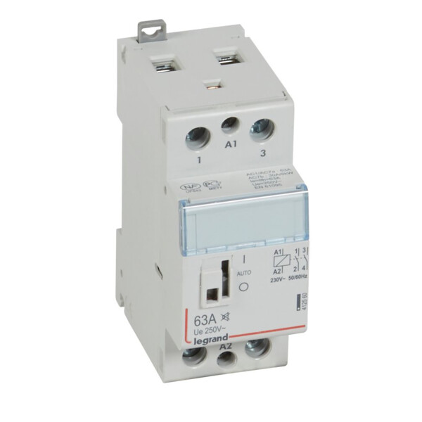 Contacteur de puissance silencieux bobine 230 V~ - 2P - 250 V~/63 A - 2F - Legrand - 412560