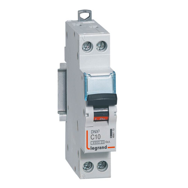 Disjoncteur 1P+N 10A Legrand Dnx³ 4500 6kA courbe C Vis/Vis 230V  - Legrand - 406773