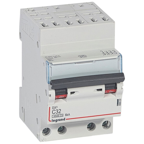 Disjoncteur 4P 32A Legrand Dnx³ 4500 6kA courbe C Auto/Vis 400V - Legrand - 406922