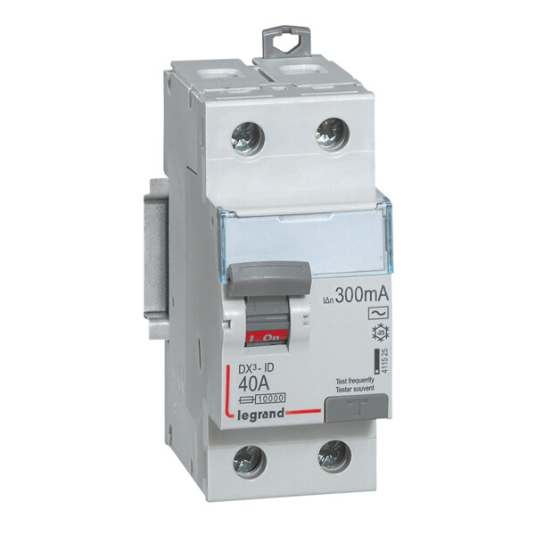 Interrupteur différentiel 40A 2P Legrand DX³-ID Type AC 300mA 230V - Arrivée haute et départ bas à vis - Legrand - 411525