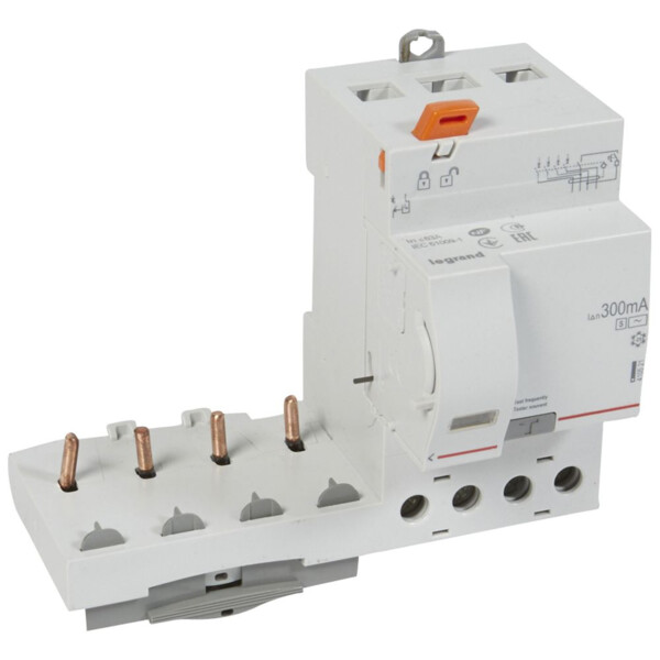 Bloc différentiel adaptable DX³-vis-4P-400V~-63A-typeAC-300mA sélec-Disjoncteur 1mod/pôle-câbl trad - Legrand - 410521