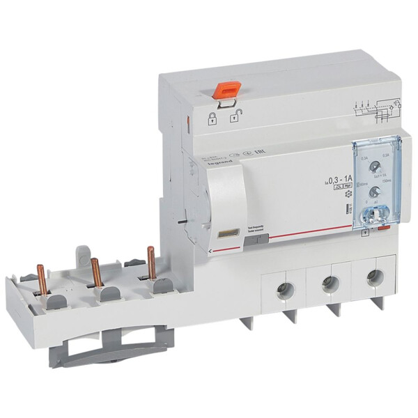 Bloc différentiel adaptable dx³ - à vis - 3p - 400 v~ - 63a - type hpi - 300/1000 ma - Legrand - 410611